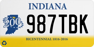 IN license plate 987TBK