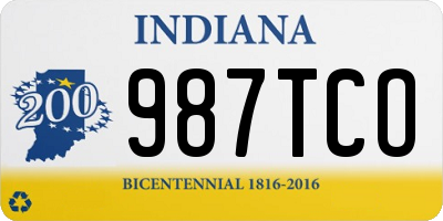 IN license plate 987TCO