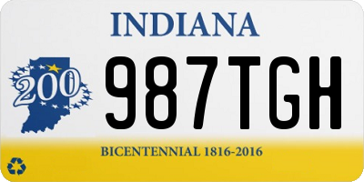 IN license plate 987TGH