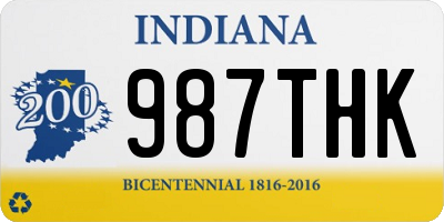 IN license plate 987THK