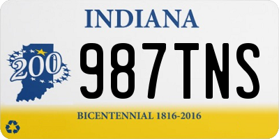 IN license plate 987TNS