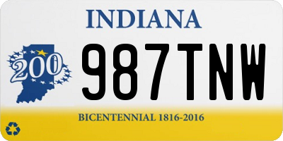 IN license plate 987TNW