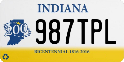 IN license plate 987TPL