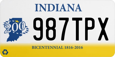 IN license plate 987TPX