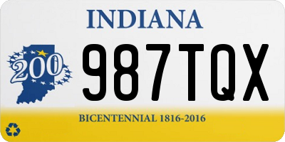 IN license plate 987TQX