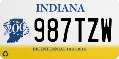 IN license plate 987TZW