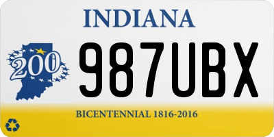 IN license plate 987UBX