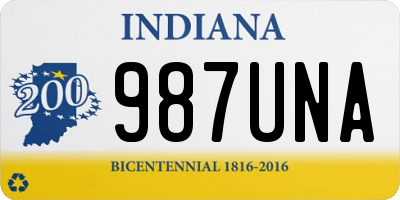 IN license plate 987UNA