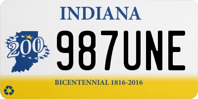 IN license plate 987UNE