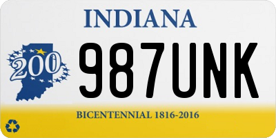 IN license plate 987UNK