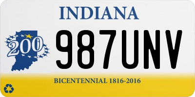 IN license plate 987UNV