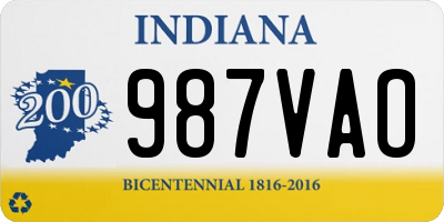 IN license plate 987VAO