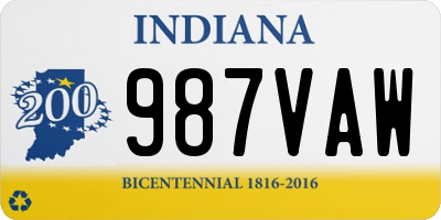 IN license plate 987VAW