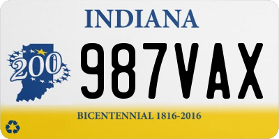 IN license plate 987VAX