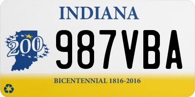 IN license plate 987VBA