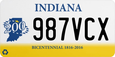 IN license plate 987VCX