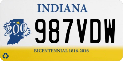 IN license plate 987VDW