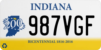 IN license plate 987VGF