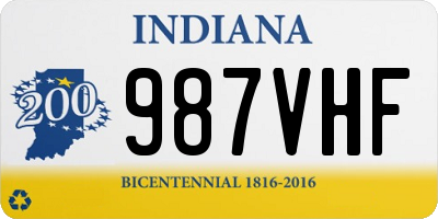 IN license plate 987VHF