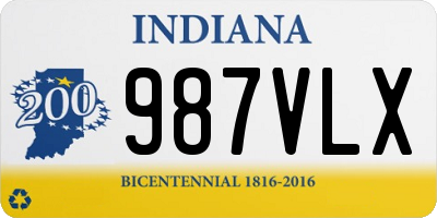 IN license plate 987VLX