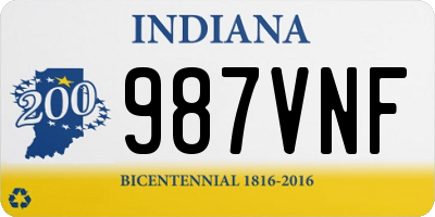 IN license plate 987VNF