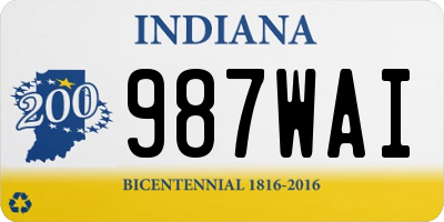 IN license plate 987WAI