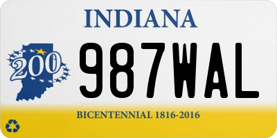 IN license plate 987WAL