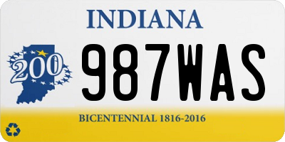 IN license plate 987WAS