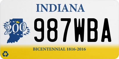 IN license plate 987WBA