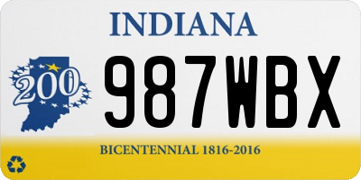 IN license plate 987WBX