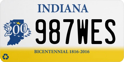 IN license plate 987WES