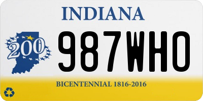 IN license plate 987WHO