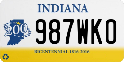 IN license plate 987WKO