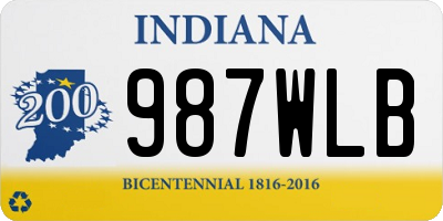IN license plate 987WLB