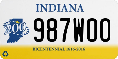 IN license plate 987WOO