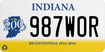 IN license plate 987WOR