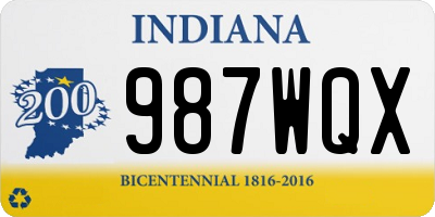 IN license plate 987WQX