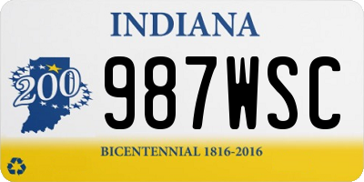 IN license plate 987WSC