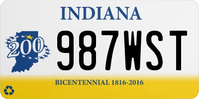 IN license plate 987WST