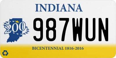 IN license plate 987WUN