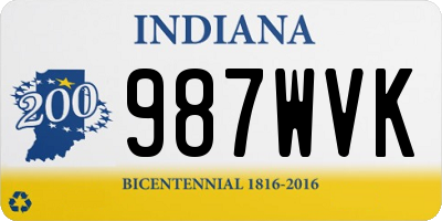 IN license plate 987WVK