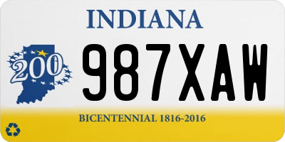 IN license plate 987XAW