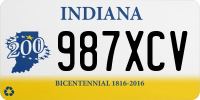 IN license plate 987XCV