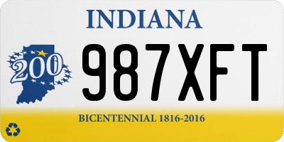 IN license plate 987XFT