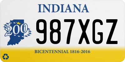 IN license plate 987XGZ