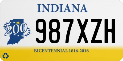 IN license plate 987XZH