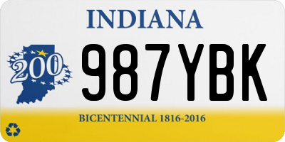 IN license plate 987YBK