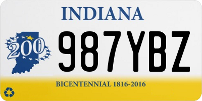 IN license plate 987YBZ