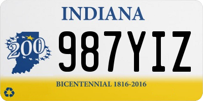 IN license plate 987YIZ