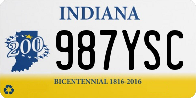 IN license plate 987YSC